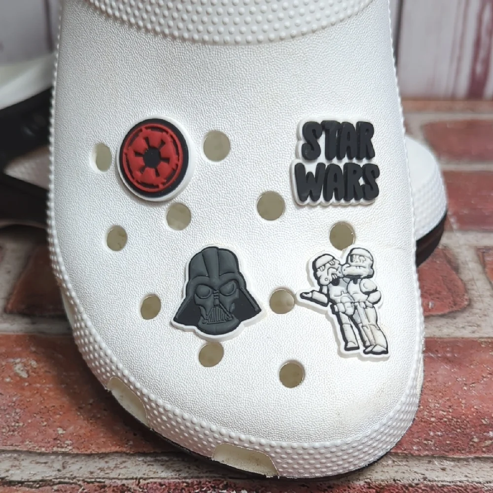 Disney Parks Star Wars Crocs Clogs 2024 Black White Men's 7 Women's 9 HTF Charms